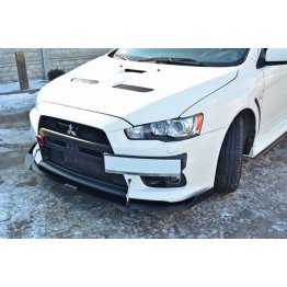 Накладка сплиттер на передний бампер вариант 5 на Mitsubishi Lancer X Evo